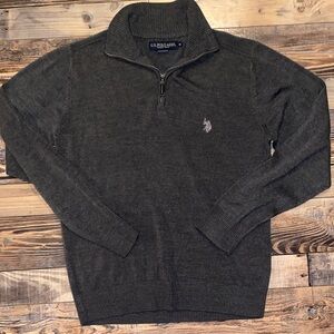 U.S. Polo Assn. Men's Dark Gray 1/4 Zip-Up Sweater